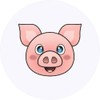 24 x 40mm Round 'Happy Pig Face' Stickers (SK00058358)