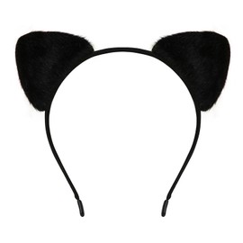 ALLVD Cute Cat Ear Headband Halloween Cosplay School Festival Decoration Ribbon Event Goods (Black)
