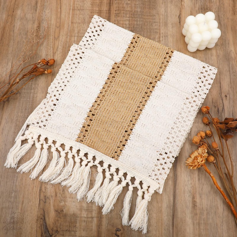 Boho Table Runner, Macrame Fall Table Runner, 12 x 37