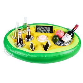 Avocado Pool Drink Holder - Inflatable Floating Drink Stand with 6 Cup Holders, 2 kg Load Capacity, Ideal for Pool Parties and Summer Water Fun