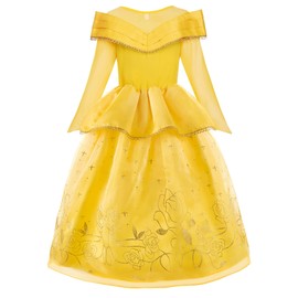 ReliBeauty Princess Dress, Halloween Costume, Kids, Girls, One-Piece, with Accessories, Yellow, Size 140