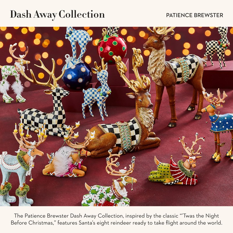 MACKENZIE-CHILDS Patience Brewster Dash Away Sitting Dasher Reindeer Figure