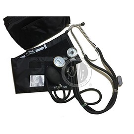 Elite Medical Instruments EBE-330-Black EMI Sprague Rappaport Stethoscope and Aneroid Sphygmomanometer Blood Pressure Set Kit, Black