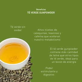 Nuestra Raíz - Té Verde Gunpowder orgánico calidad Premium | Infusión perlas de Té verde Gunpowder auténtico 100% natural certificado USDA| 50 gr | Infusión gourmet para preparar frío o caliente