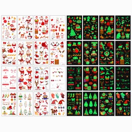 Awinmay luminous Christmas Temporary Tattoos for Kids - 240 Pieces Bulk Christmas Tattoos for Boys and Girls,Xmas Holiday Stickers Christmas Party Favor for Kids Stocking Stuffers and Gifts 16 Sheets