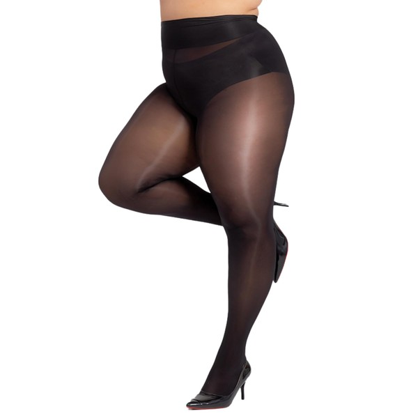 OrbiflexY Plus Size Sheer Pantyhose 20D Ultra Silky High Waist