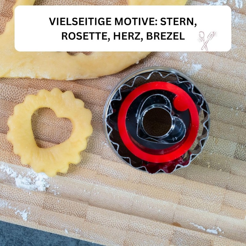 Westmark Linzer Keks-Ausstechform, Plätzchenstecher, Herz, Mit Auswerfer, Rostfreier Edelstahl/Kunststoff, Weihnachten,