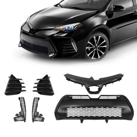 KARPAL 6PCS Front Upper Lower Grille LED Fog Lights Set Fit for 2017 2018 2019 Toyota Corolla SE XSE