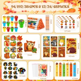 BenLouis Fall School Stationery Set Party Favors Thanksgiving Day Classroom Gift Prizes Bulk for Students Kids Autumn Pumpkin Harvest Pinata Filler Goodie Bag Stuffers Decor （12Set Fall ）