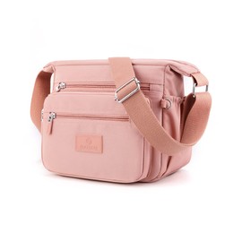 PORRASSO Women's Shoulder Bag Casual Shoulder Bag Multi Bag Nylon Handbag for Travel Hiking Daily Use, pink, Elegant