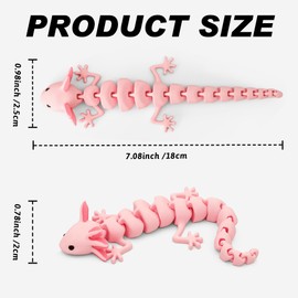 Yipintang 3D Printed Pink Flexible Axolotl - 7 Inches Movable Animal Figure for Desk Décor, Interactive Fidget Creature