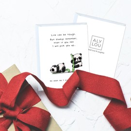 ALY LOU Cute Anniversary Card Birthday for Boyfriend, Wife, Girlfriend, Husband, Him Her - Sarcastic Funny Love Greeting Card, Blank Inside (I will pick you up Pandas)