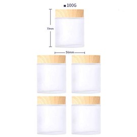 Healthcom 2 Pcs 100 Grams/100 ML Empty Glass Jars Frosted Glass Cosmetic Cream Jar Bottles Pot Wood Grain Lid Refillable Container Cream Box Lotion Face Cream Jar DIY Makeup Lip Balm Eyeshadow