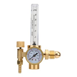 Argon Gas Regulator, All Brass Welding Regulator Adapter with Flow Meter Welding Regulator G5/8 Male Thread Argon Co2 Mig Tig Flow Meter Regulator Pressure Gauge
