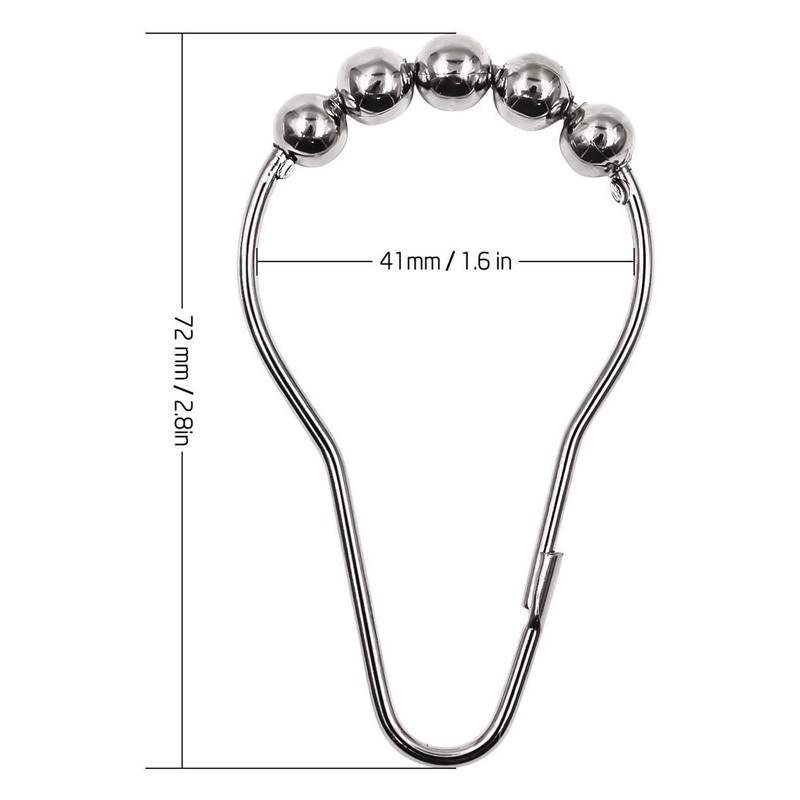 24 Pack Shower Curtain Hooks Stainless Steel, Rustproof Shower Curtains