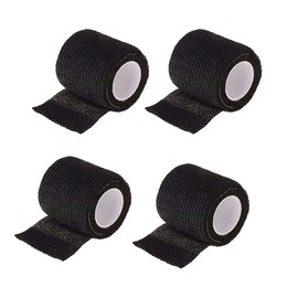 4 Rolls Tattoo Grip Cover Wrap Disposable Cohesive Tattoo Grip Tape Wrap Self Adhesive Sports Bandage Wrap Elastic Tattoo Grip Tape Tube for Tattoo Machine Tattoo Grip Accessories, Black