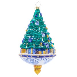 Christopher Radko Hand-Crafted European Glass Christmas Tree Decorative Ornament, Chinoiserie Spruce