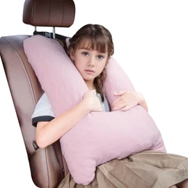 1 MIDDLE ONE Car Pillow for Kids, Memory Foam Travel Pillow for Car and Adults, Kids Car Pillows for Sleeping on Road Trip, Small Body Pillow for Kids (Pink)
