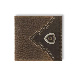 ARIAT Large Bifold Overlay Shield Wallet, Brown Rowdy