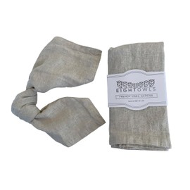 Linen Napkins –100% French Flax – Stonewashed Pure Linen Cloth Napkins - Size 18 Inch x 18 Inch – Set of 4 (Natural Oatmeal)