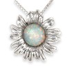 Solid Sterling Silver & OPAL SUNFLOWER DAISY Pendant (Optional Necklace)