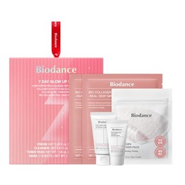 BIODANCE 7 Day Glow Up Kit: Collagen Gift Set for Glass-Skin, Korean Skin Care with Cleanser, Toner Pads, Moisturizer, Gel Masks, All-in-One Skin Care