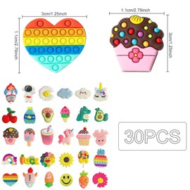 IGEAIIE 30PCS Colourful Shoe Charms, Waterproof PVC Croc Charms, Cute Shoe Decorations Compatible for Crocs, Fun DIY Decorations Charm for Kids Girls Boys Birthday Party