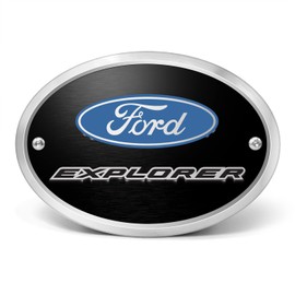 iPick Image Made for Ford Explorer 3D Logo on Black Oval Billet Aluminum 2 inch Tow Hitch Cover