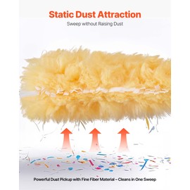 VEVOR Duster Refills, Heavy Duty Dusters for Cleaning, 3 ft Extendable Handle with 10 Refills, Reusable Non-Woven Fabric 360° Cleaning Kit for Dusting Furniture, Blinds, Ceiling Fans, Walls, Corners