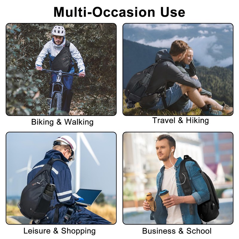TUDEQU Sling Bag for Women,8 Pockets Sling Bag One Strap