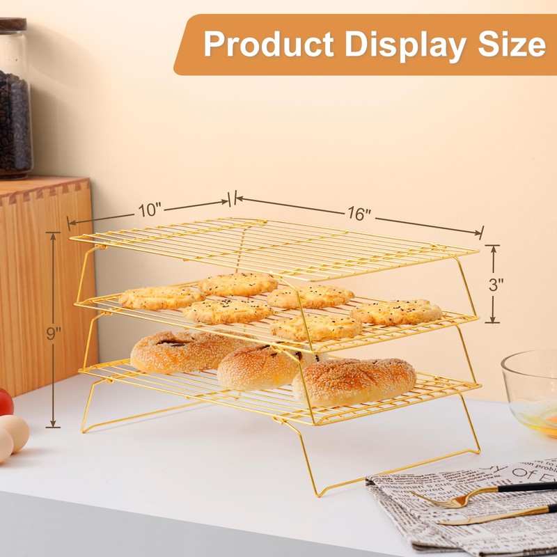 Cooling Rack for Baking 3 Tiers, 16" x 10" Cookie