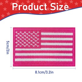 2 parches de bandera de Estados Unidos de alta calidad para uniformes militares: emblemas tácticos de moral con diseño de gancho y bucle, color rosa