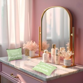 Fjoron 12 PCS Green Inspirational Canvas Makeup Bags Bulk Makeup Bags for Women Inspirational Quotes Cosmetics Bags with Zipper Gift for Valentine's Day Christmas Graduation