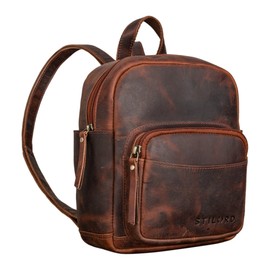 STILORD 'Gerda' Mini Backpack Ladies Leather Vintage Daypack Small Daypack Modern Backpack Handbag Made of Genuine Leather, Colour:Porto - Cognac