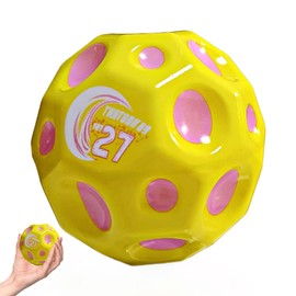 JollyGo Jump Ball 9.5 cm Big Moon Ball Super High Bouncy Lightweight PU Material Bouncy Balls for Children and Pets Interactive Toy Stress Relief Rubber Ball Bouncy Balls for Children Outdoor (Yellow)