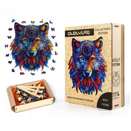 GLEAMUNO Wolf Totem Wooden Jigsaw Puzzles – 229 Pcs, 13.5" x 15.2", Unique Shapes, Wooden Gift Packaging, Natural Materials, Creative Gift, Wooden Puzzles for Adults and Kids, Family Game