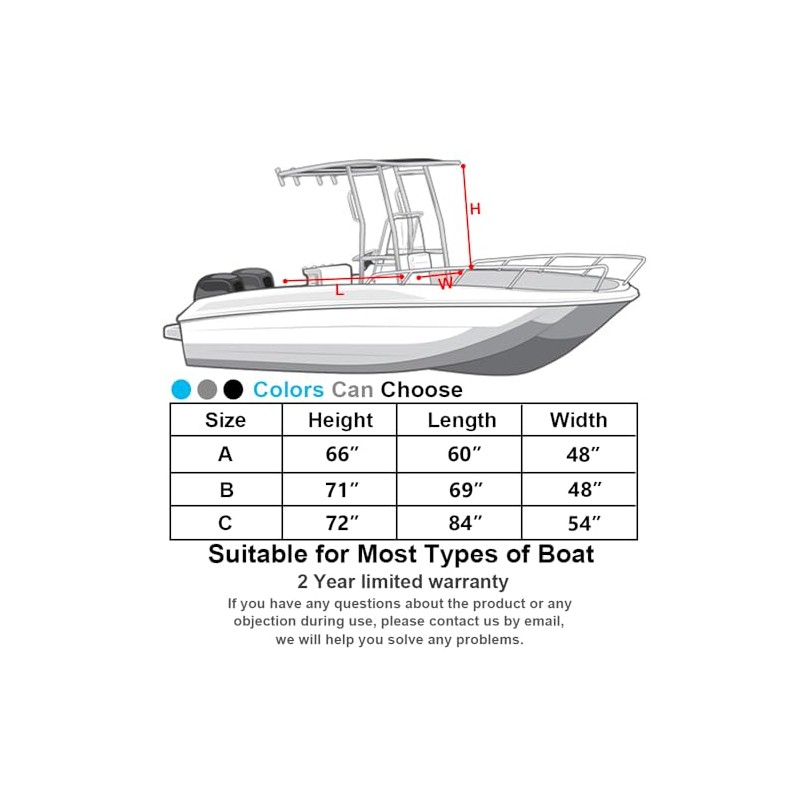 T-Top Center Console Cover for Boat - 600D Waterproof Marine