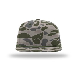 Richardson 256 256P Umpqua Rope Snapback Cap Adjustable Hat Blank Camo Hat Bulk Hats - Marsh Duck Camo/Army Olive Rope