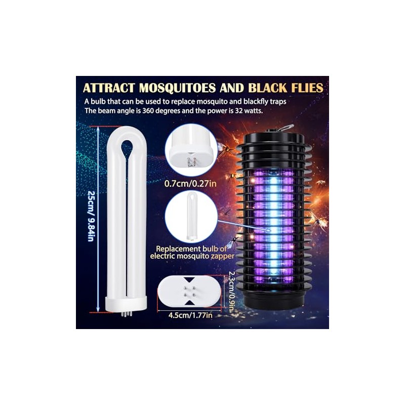 4 Pcs Bug Zapper Replacement Bulb 32W U Shaped Twin