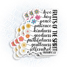 (3Pcs) Galatians 5 22 The Fruit of The Spirit Christ Sticker Bible Christian Religious 2" Waterproof Die-Cut Vinyl Sticker for Laptop Water Bottle Kindle Funny Birthday Gifts for Her Him 2 Inches