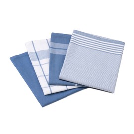 Gözze - Set of 4 Tea Towels, 100% Jacquard Cotton, High Weight Material (200 g/m²), 50 x 70 cm - Blue