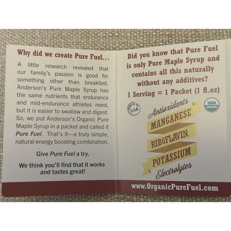 Andersen PURE FUEL! 24 X 1oz Anderson’s 💯Pure Organic Maple