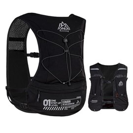 AWKSPORTS 5L Running Hydration Vest Backpack for Men Women, Adjustable & Lightweight, Front & Back Pockets for Essential Storage (Black)
