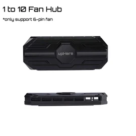 upHere 10-Port 6PIN SATA RGB Hub with 21-Key Remote Control/Splitter for 6-Pin Case Fans in Black-MBX10