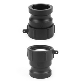 QWORK Poly Cam Lock Fittings, 2 Pack 2" Part A Cam Groove Hose Fitting, 2" Male Adapter x 2" Female Thread, IBC Tote Valve, IBC Tote Fittings, Black