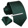 Dark Green Ties for Men Plaid Handkerchief Woven Classic Necktie