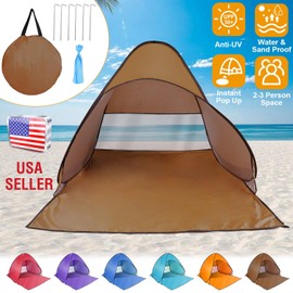 Beach Tent Pop Up Beach Tent Canopy Sun Shade Shelter Anti-UV Automatic Waterproof for 2-3 Person with Net Window Storage Bag Outdoor Camping Fishing Park Bea ch