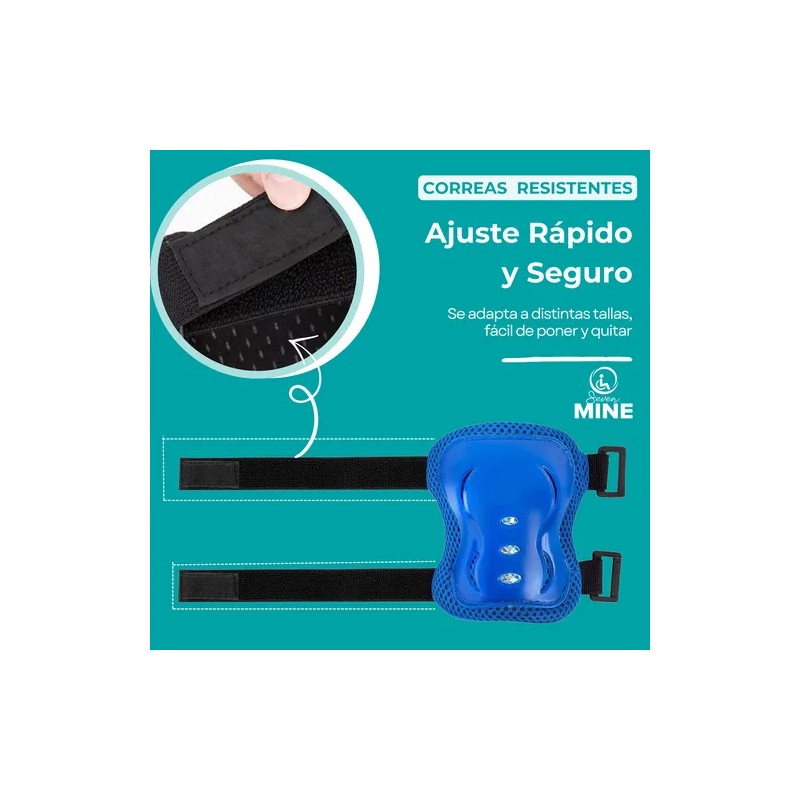 Set 6 Equipo De Protección Para Patinar, Bicicleta Patineta Azul
