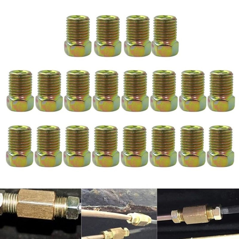 2024 Version 20x Brake Line Tube Nuts for 3/16" Tube
