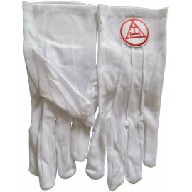 Masonic White Gloves RED Embroidered RA RAM Royal Arch Mason